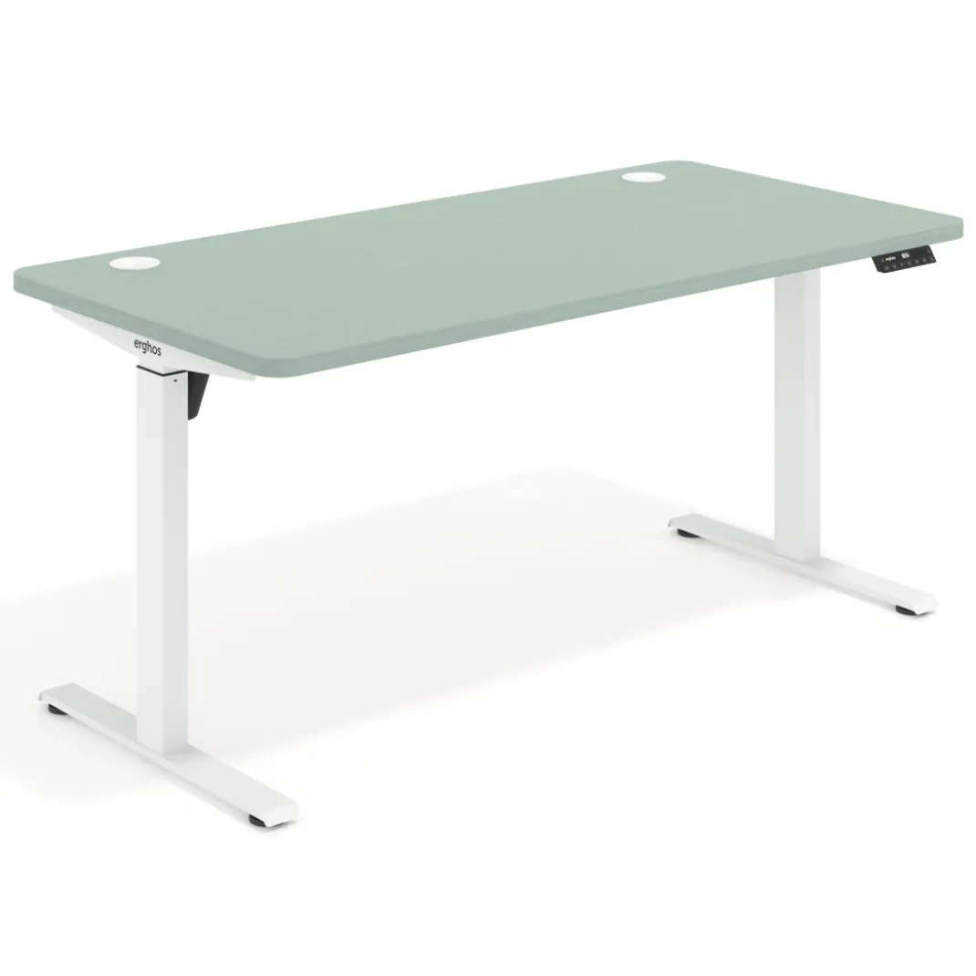 Escritorio Elevable Erghos Motion estructura blanca 4 cantos curvos