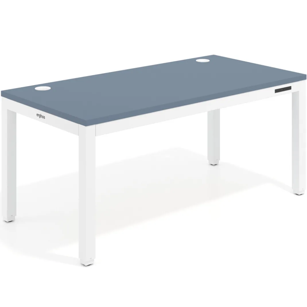 Escritorio Elevable Erghos Quad 4 patas, estructura blanca canto recto