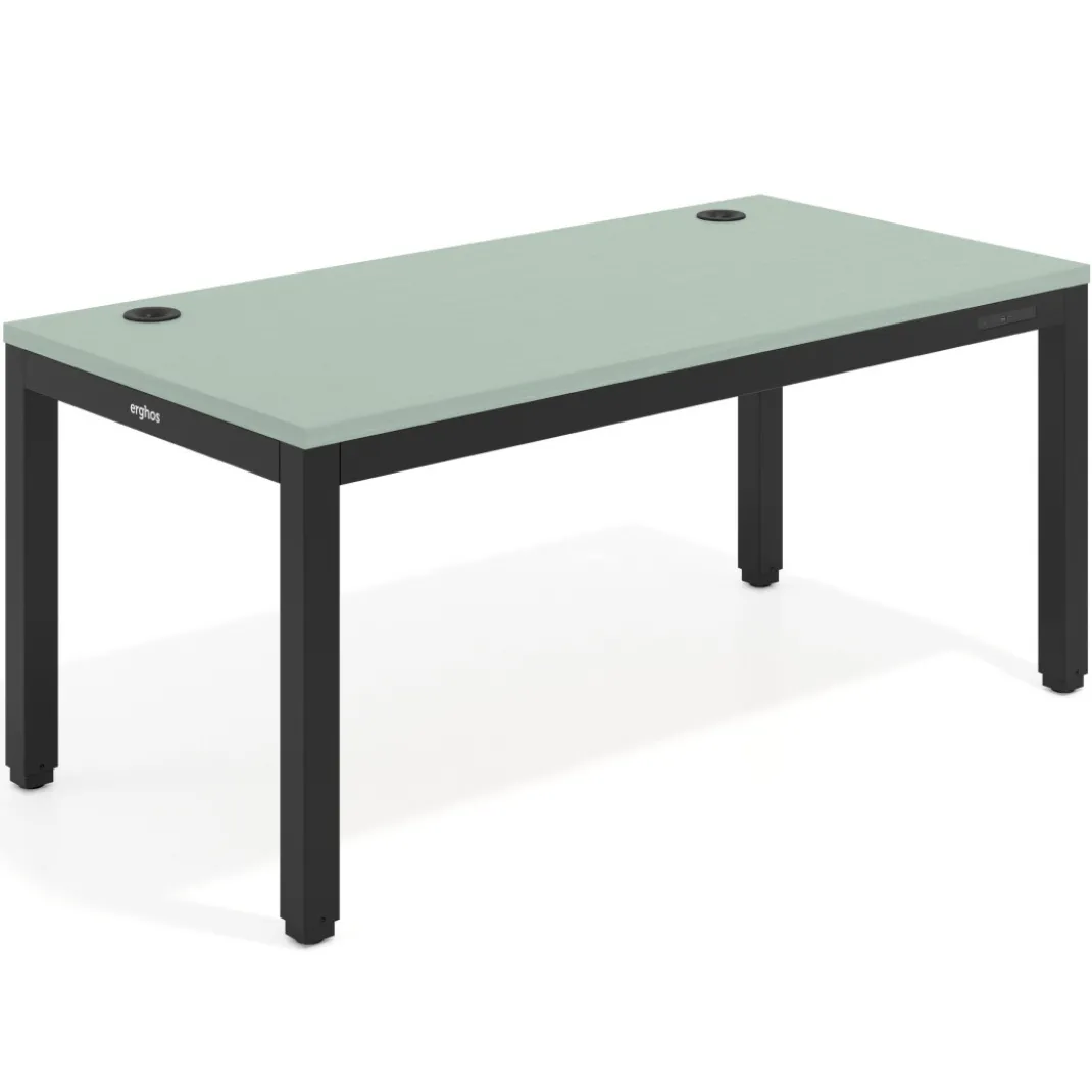 Escritorio Elevable Erghos Quad 4 patas, estructura negra canto recto