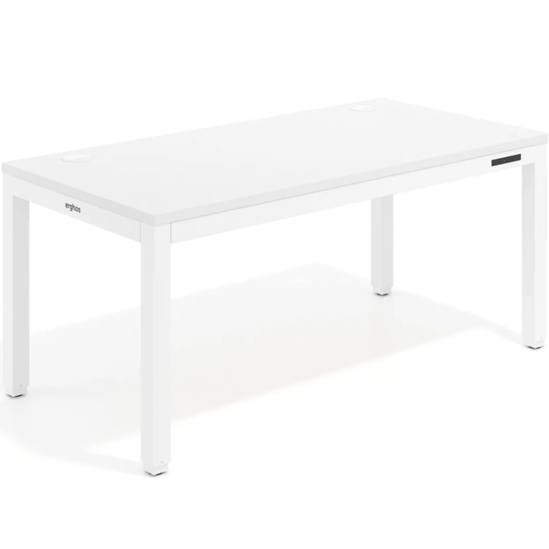 Escritorio Elevable Erghos Quad 4 patas, estructura blanca canto recto