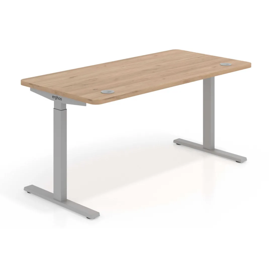 Escritorio Elevable Erghos Smart estructura aluminio canto curvo