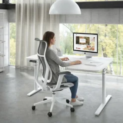 Escritorio Ergonómico Elevable Erghos Axis estructura blanca