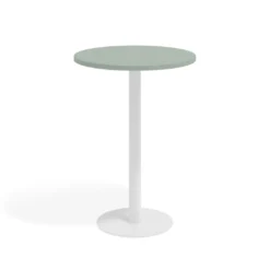 Mesa alta oficina Redonda Atrium, estructura blanca
