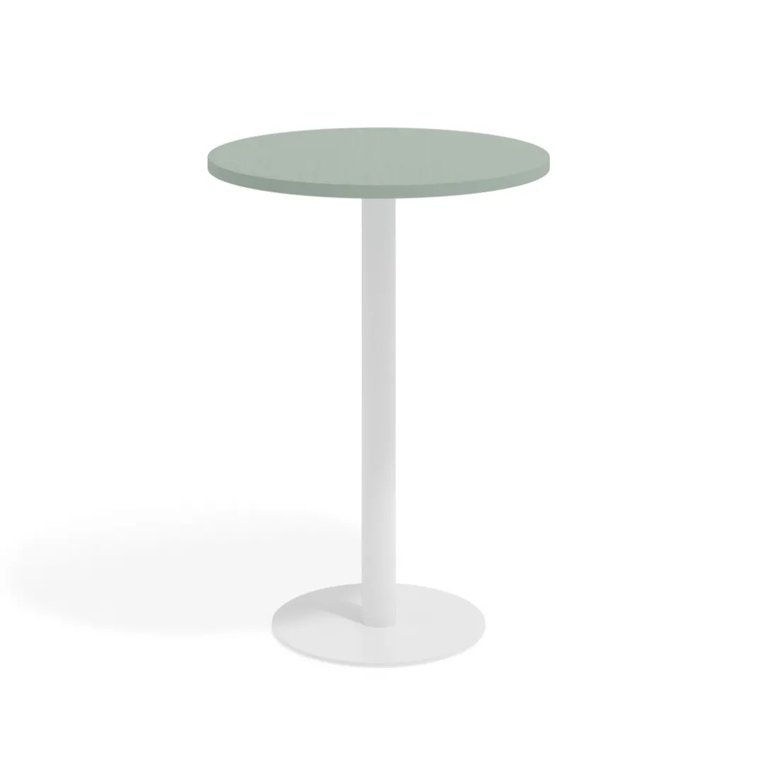 Mesa alta oficina Redonda Atrium, estructura blanca