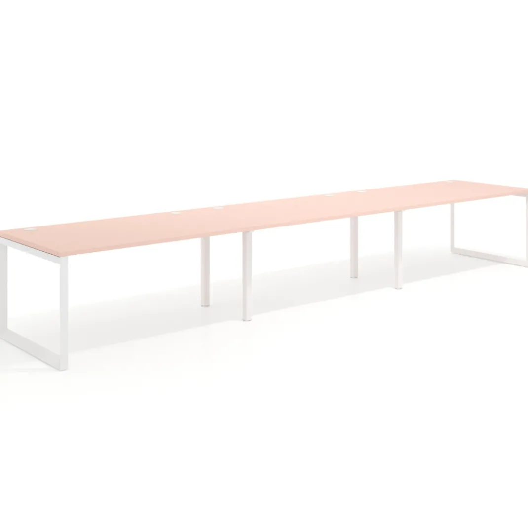 Mesa de despacho progresiva Delta triple, fondo 100cm, estructura blanca
