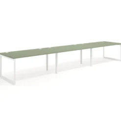 Mesa de despacho progresiva Delta triple, fondo 100cm, estructura blanca