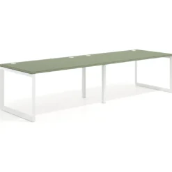 Mesa de despacho progresiva Delta doble, fondo 100cm, estructura blanca