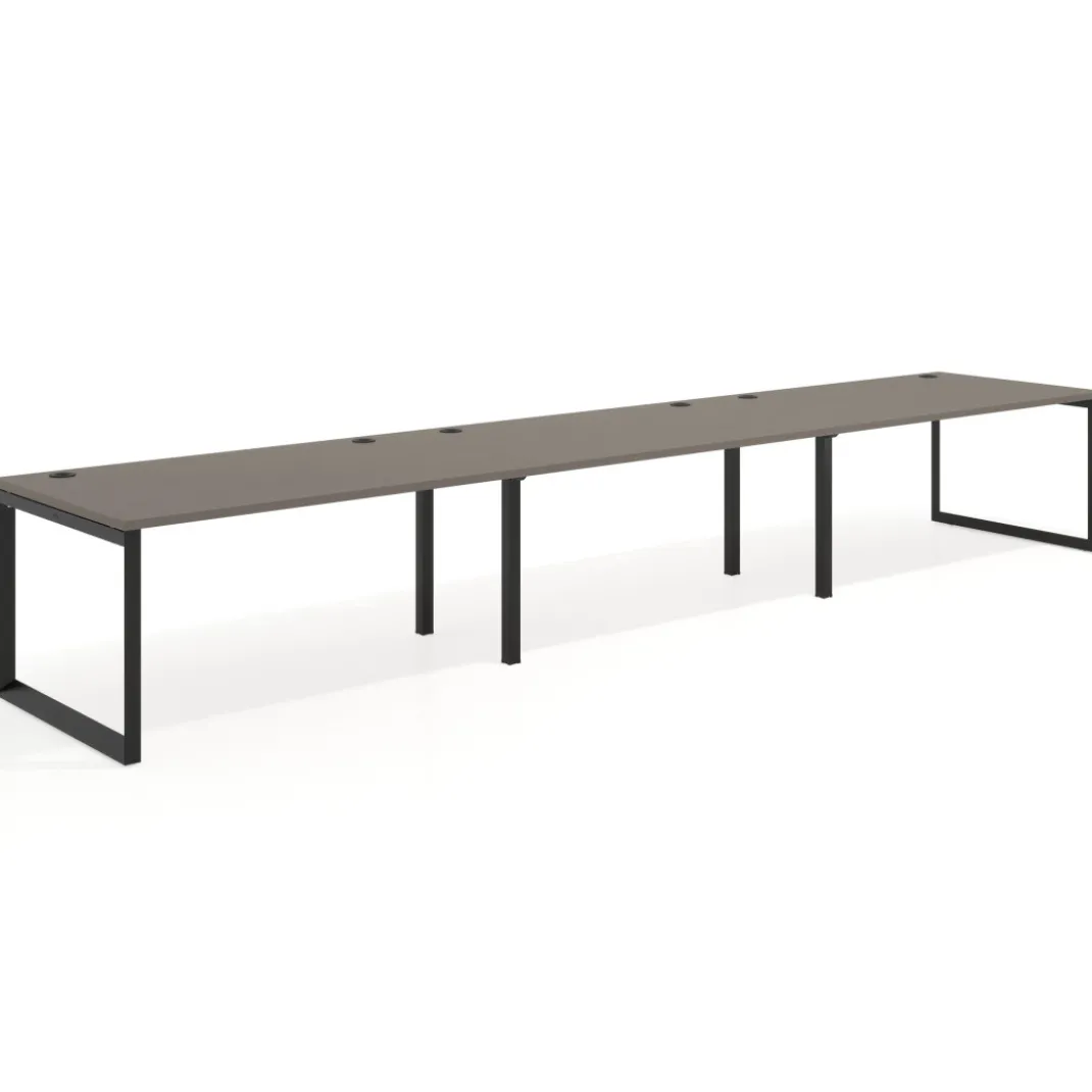Mesa de despacho progresiva Delta triple, fondo 100cm, estructura negra