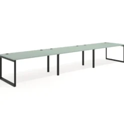 Mesa de despacho progresiva Delta triple, fondo 100cm, estructura negra