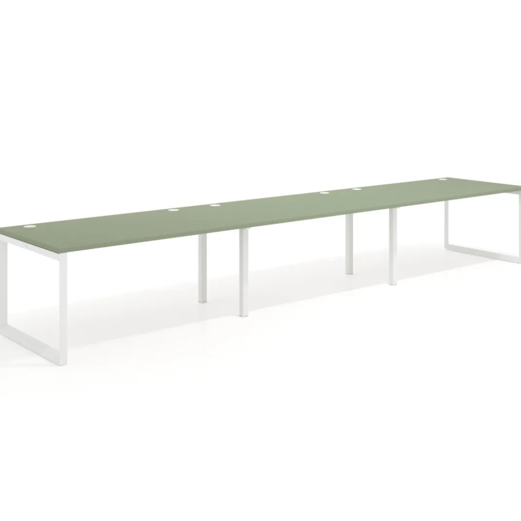 Mesa de despacho progresiva Delta triple, fondo 100cm, estructura blanca