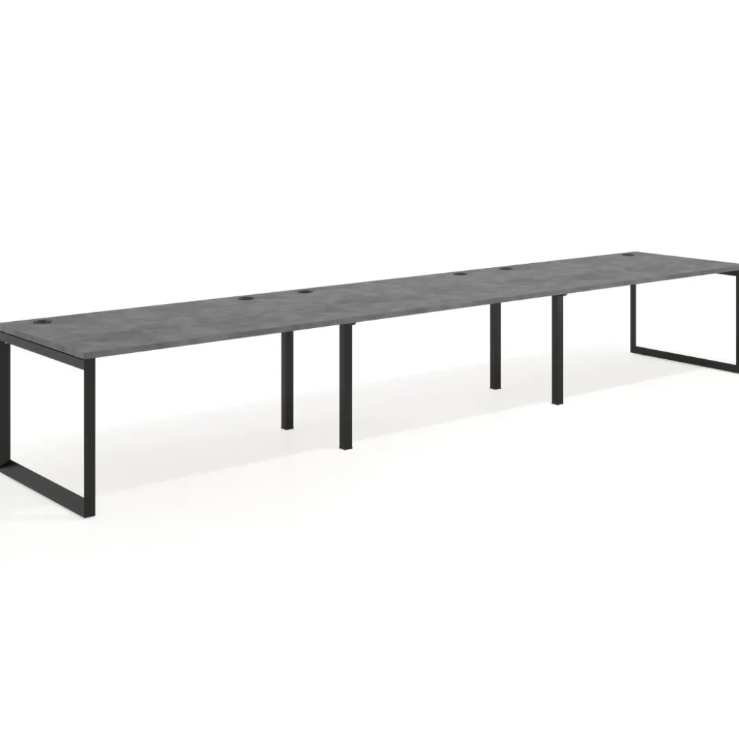 Mesa de despacho progresiva Delta triple, fondo 100cm, estructura negra