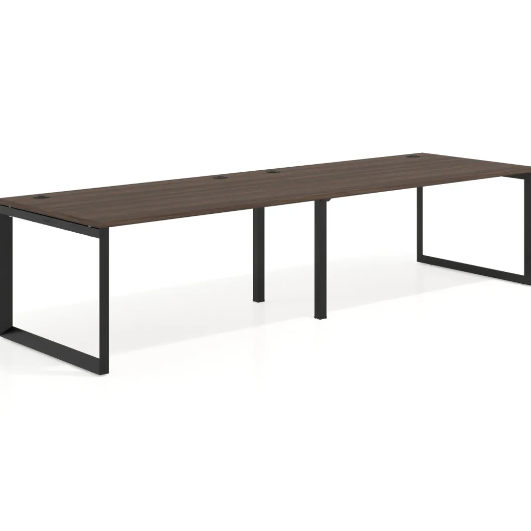 Mesa de despacho progresiva Delta doble, fondo 100cm, estructura negra