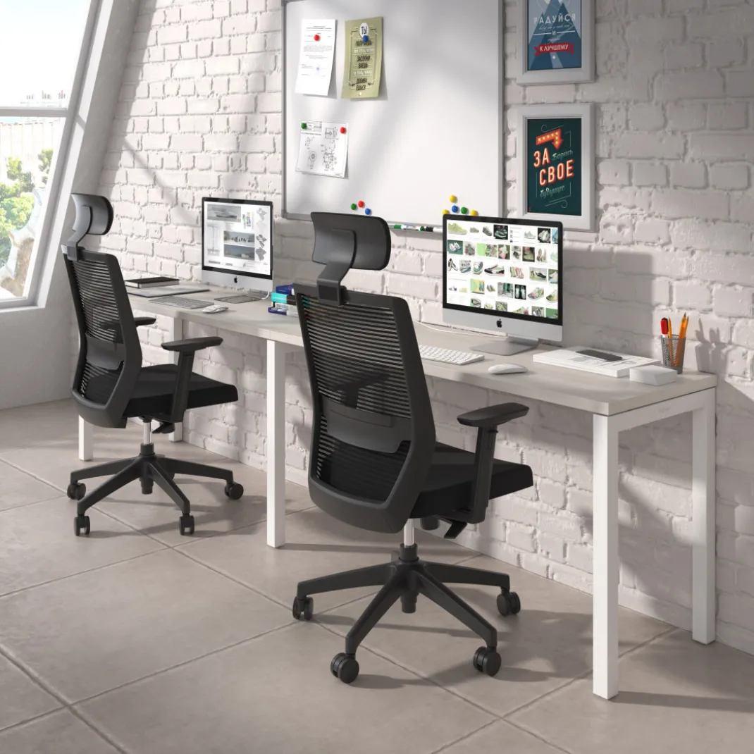 Mesa de formación progresiva doble Kube, fondo 50cm, estructura blanco