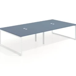 Mesa de juntas rectangular doble fondo 166 cm, estructura blanca
