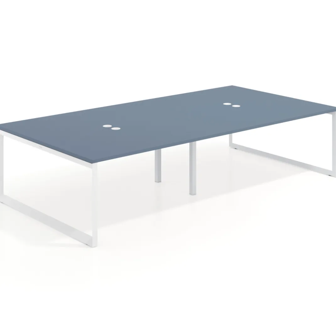 Mesa de juntas rectangular doble fondo 166 cm, estructura blanca