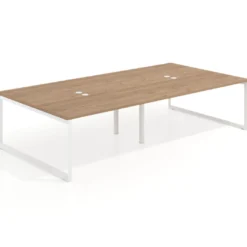 Mesa de juntas rectangular doble fondo 166 cm, estructura blanca