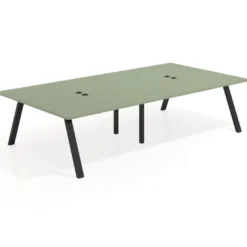Mesa de oficina coworking doble UvePro fondo 166, cantos rectos, estructura negra