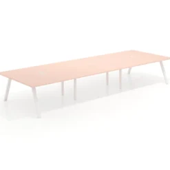Mesa de oficina coworking triple UvePro fondo 166, cantos rectos, estructura blanca