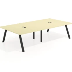 Mesa de oficina coworking doble UvePro fondo 166, cantos rectos, estructura negra