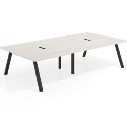 Mesa de oficina coworking doble UvePro fondo 166, cantos rectos, estructura negra