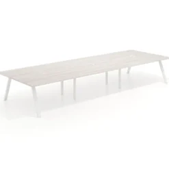 Mesa de oficina coworking triple UvePro fondo 166, cantos rectos, estructura blanca