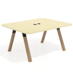Mesa de oficina doble UvePro fondo 126, cantos redondeados, estructura negra/madera
