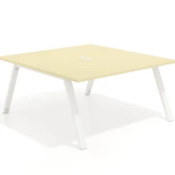 Mesa de oficina doble UvePro fondo 166, cantos rectos, estructura blanca