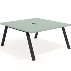 Mesa de oficina doble UvePro fondo 166, cantos rectos, estructura negra