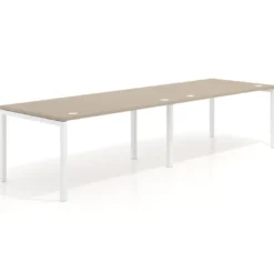 Mesa de oficina en continuidad progresiva doble Kube, fondo 100cm, estructura blanca