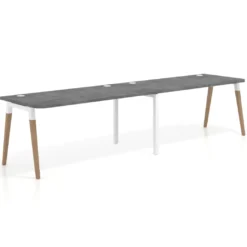 Mesa de oficina en continuidad Arki doble con bordes redondeados, fondo 80cm