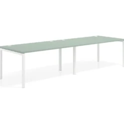 Mesa de oficina en continuidad progresiva doble Kube, fondo 100cm, estructura blanca