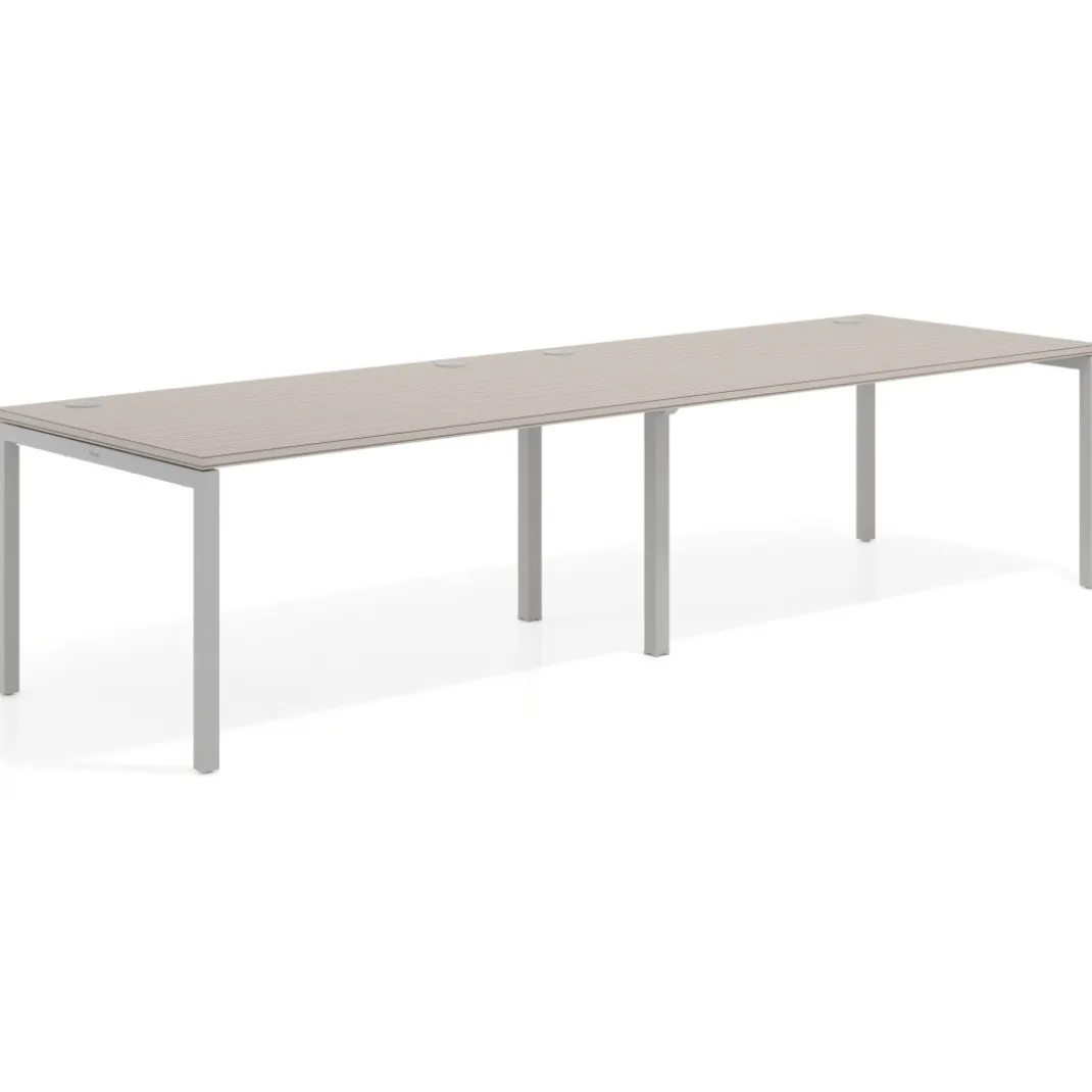 Mesa de oficina en continuidad progresiva doble Kube, fondo 100cm, estructura aluminio