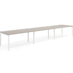 Mesa de oficina en continuidad progresiva triple Kube, fondo 100cm, estructura blanca