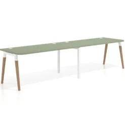 Mesa de oficina en continuidad Arki doble con bordes redondeados, fondo 80cm