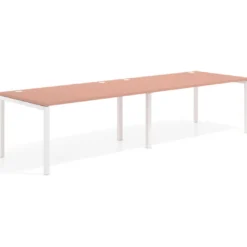 Mesa de oficina en continuidad progresiva doble Kube, fondo 100cm, estructura blanca