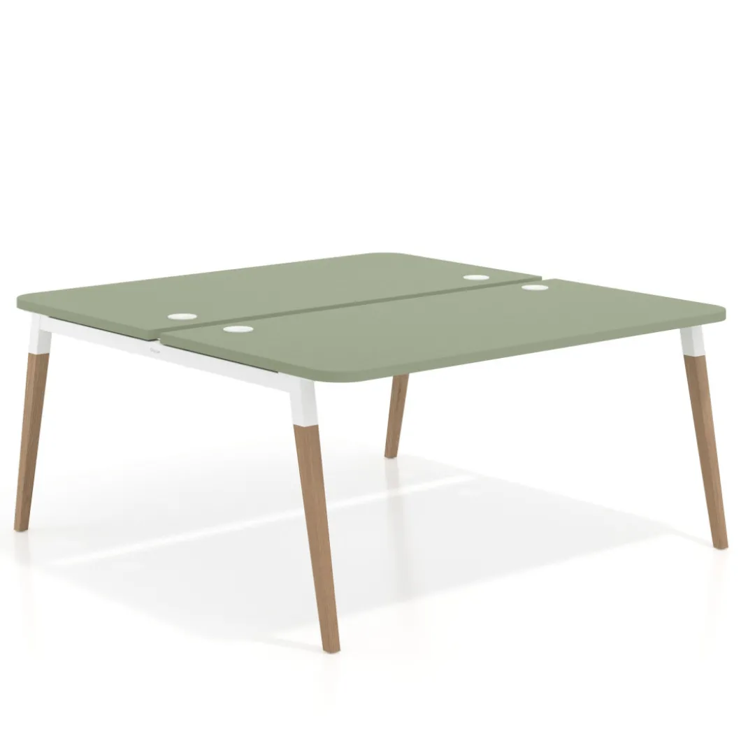 Mesa de oficina multipuesto Arki fondo 166 cm, sobre curvo