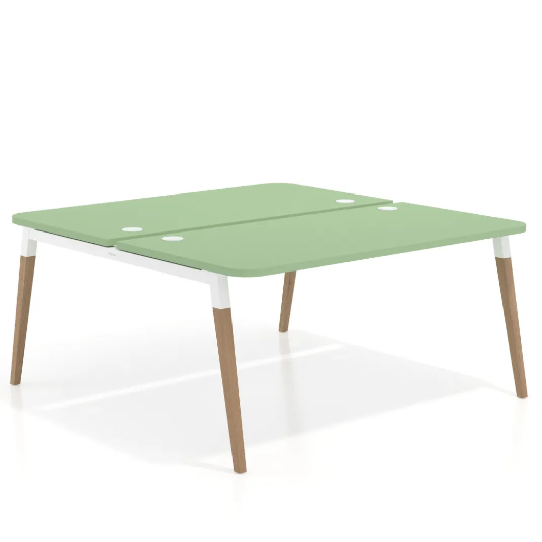 Mesa de oficina multipuesto Arki fondo 166 cm, sobre curvo