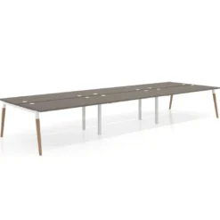 Mesa de oficina multipuesto Arki triple, fondo 166 cm, sobre recto