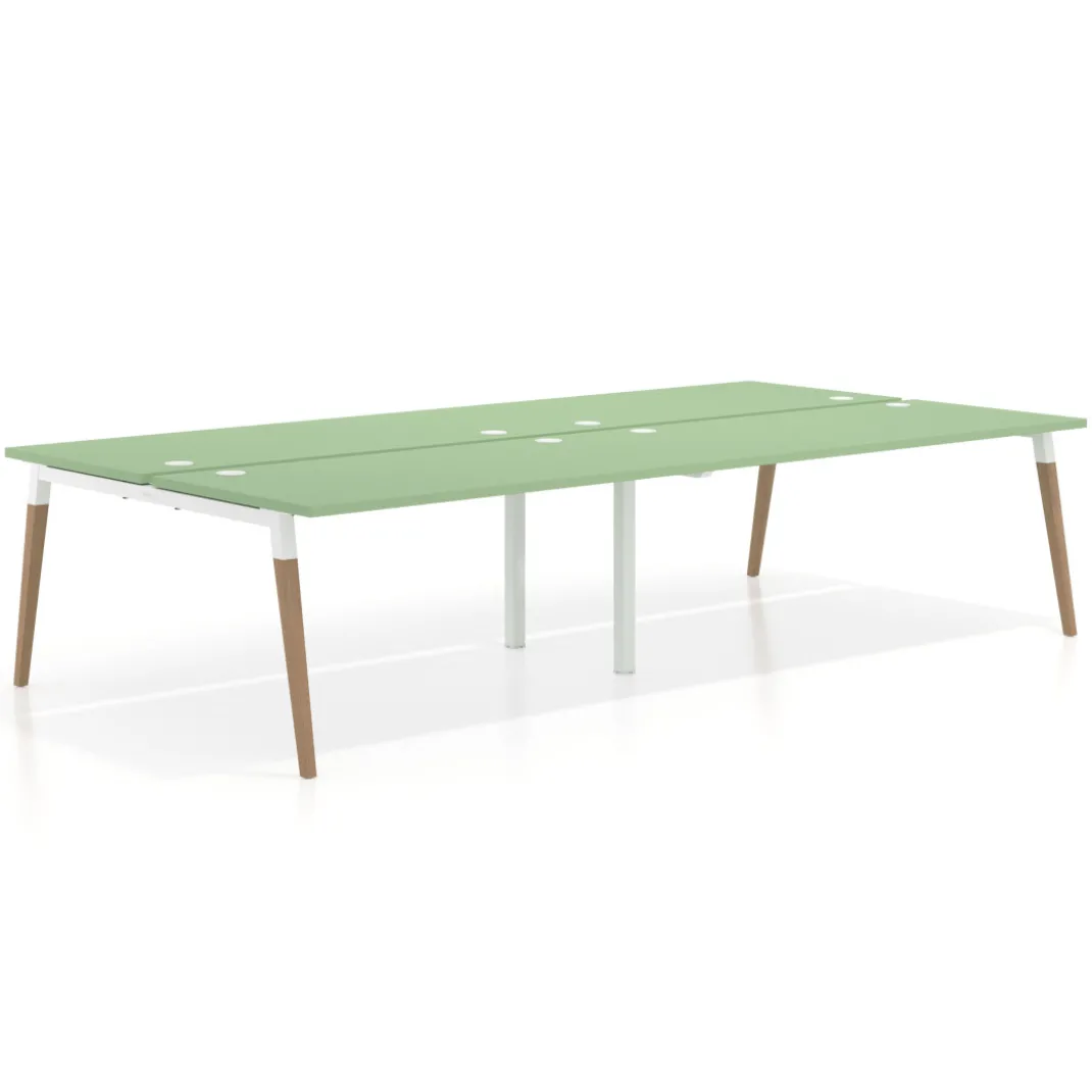 Mesa de oficina multipuesto Arki doble, fondo 166 cm, sobre recto