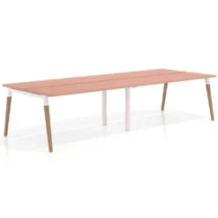 Mesa de oficina multipuesto Arki doble, fondo 126 cm, patas de madera