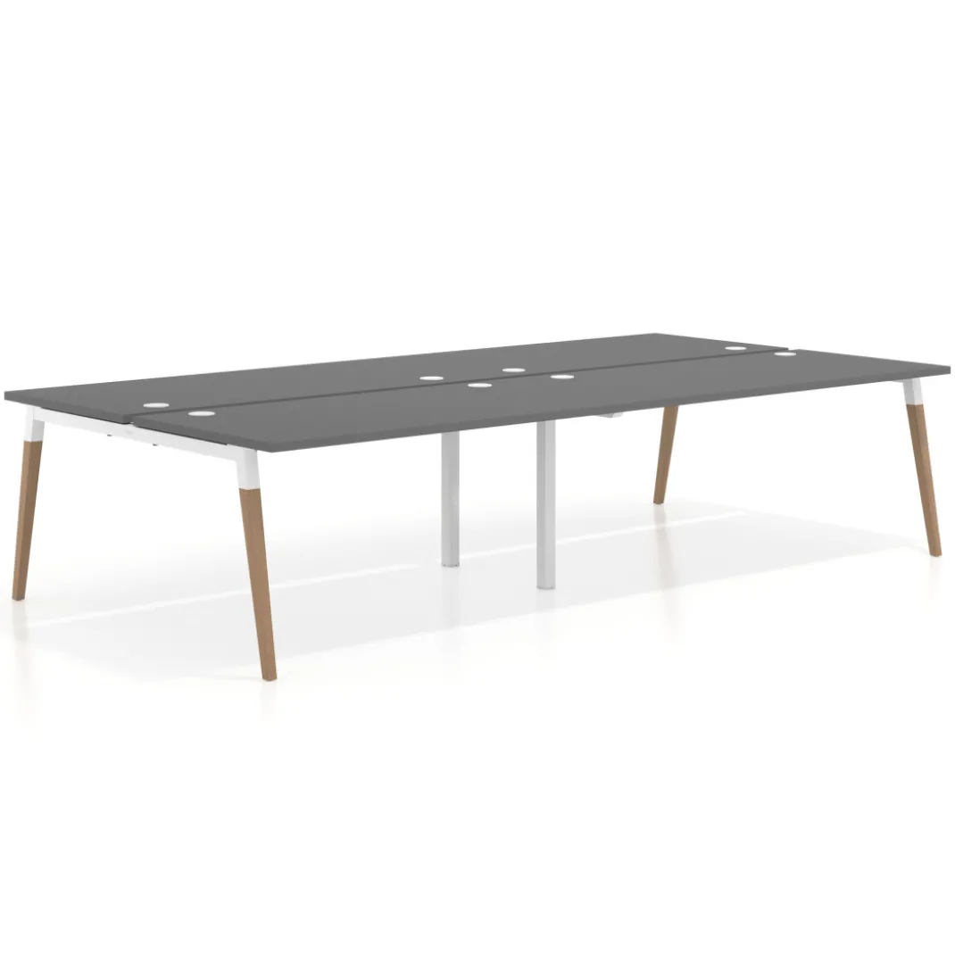 Mesa de oficina multipuesto Arki doble, fondo 166 cm, sobre recto