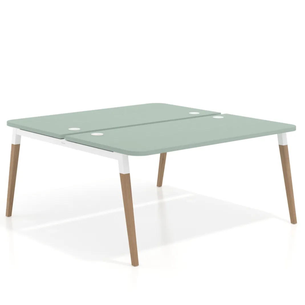 Mesa de oficina multipuesto Arki fondo 166 cm, sobre curvo