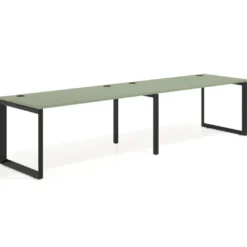 Mesa de oficina progresiva Delta doble, fondo 80cm, estructura negra
