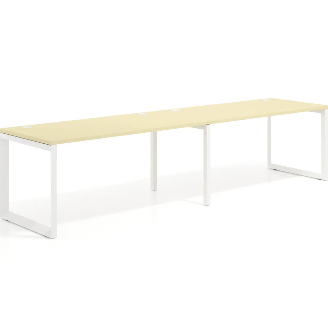 Mesa de oficina progresiva Delta doble, fondo 80cm, estructura blanca