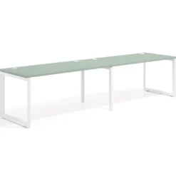 Mesa de oficina progresiva Delta doble, fondo 80cm, estructura blanca