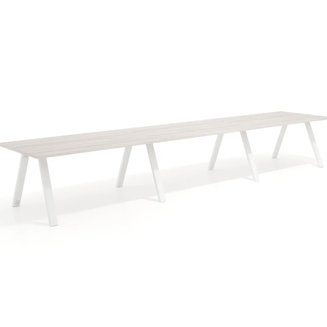 Mesa de oficina progresiva UvePro triple, fondo 100cm, estructura blanca