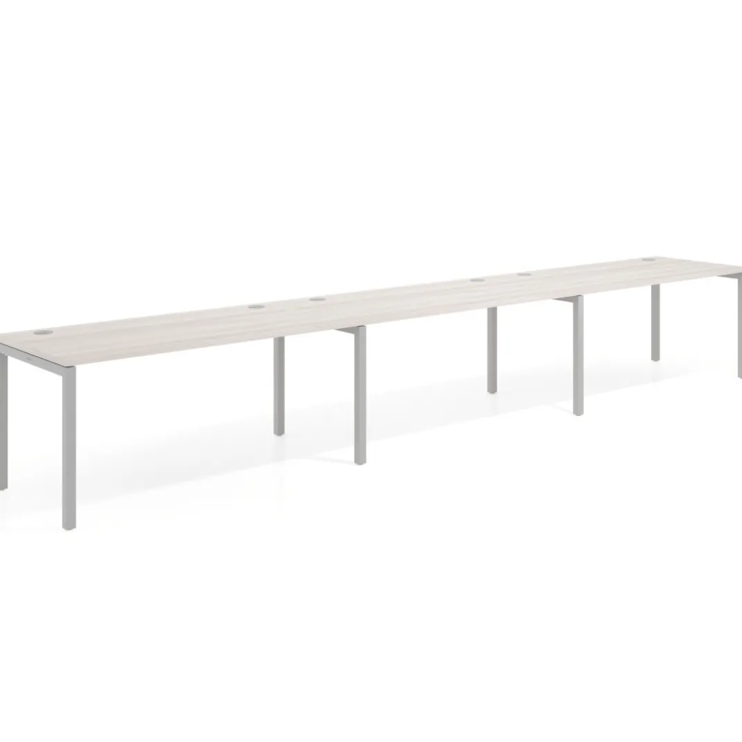 Mesa de oficina progresiva triple Kube, fondo 80cm, estructura aluminio