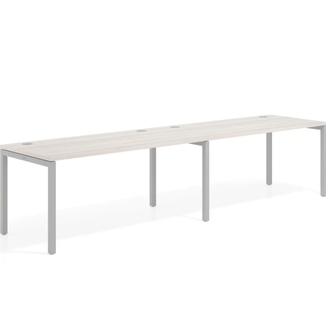 Mesa de oficina progresiva doble Kube, fondo 80cm, estructura aluminio
