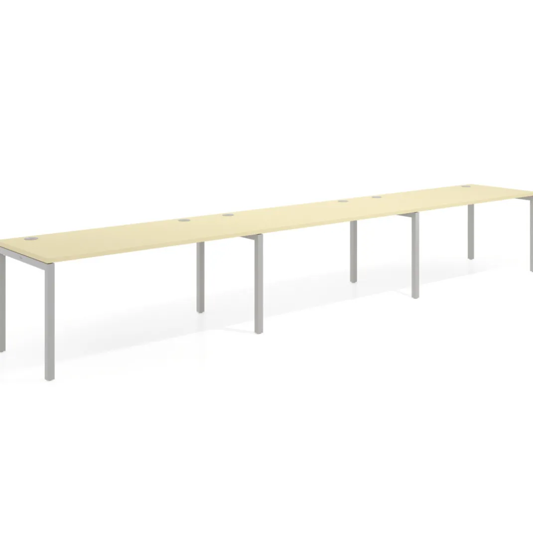 Mesa de oficina progresiva triple Kube, fondo 80cm, estructura aluminio
