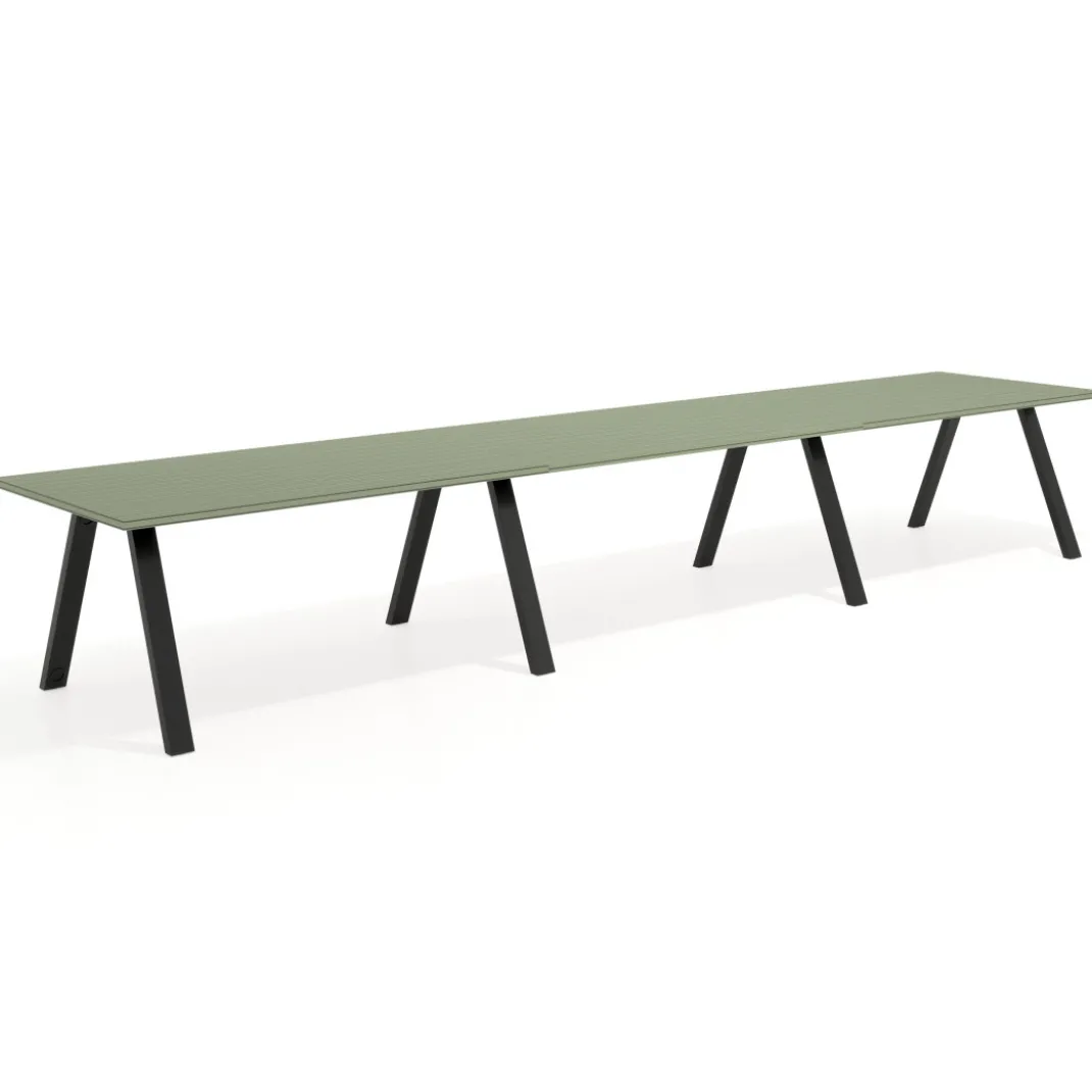 Mesa de oficina progresiva UvePro triple, fondo 100cm, estructura negra